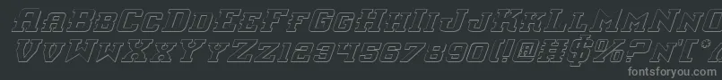 InterceptorShadowItalic-fontti – harmaat kirjasimet mustalla taustalla