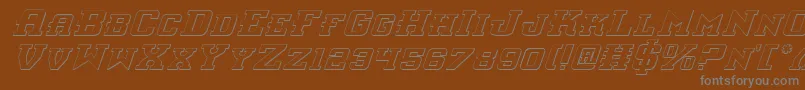 InterceptorShadowItalic-fontti – harmaat kirjasimet ruskealla taustalla