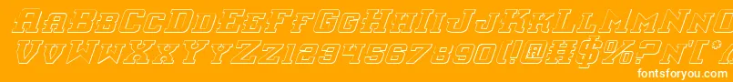 InterceptorShadowItalic-Schriftart – Weiße Schriften auf orangefarbenem Hintergrund