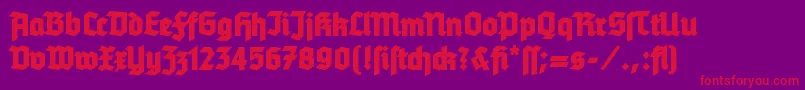 TannenbergBold-Schriftart – Rote Schriften auf violettem Hintergrund