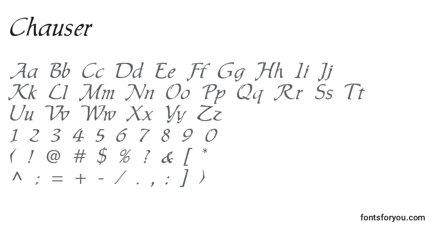 Шрифт Chauser – алфавит, цифры, специальные символы