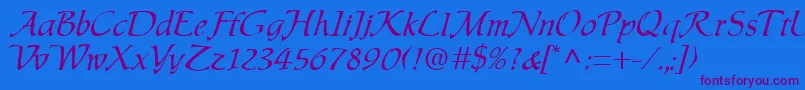 Chauser Font – Purple Fonts on Blue Background