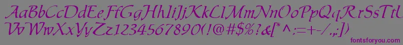 Chauser-Schriftart – Violette Schriften auf grauem Hintergrund