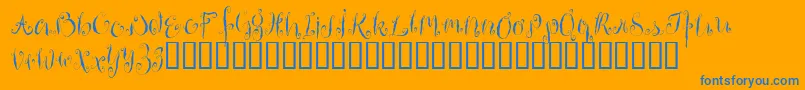 HousemaidAlternate-Schriftart – Blaue Schriften auf orangefarbenem Hintergrund