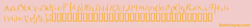 HousemaidAlternate-Schriftart – Orangefarbene Schriften auf rosa Hintergrund