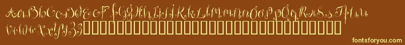 HousemaidAlternate-Schriftart – Gelbe Schriften auf braunem Hintergrund