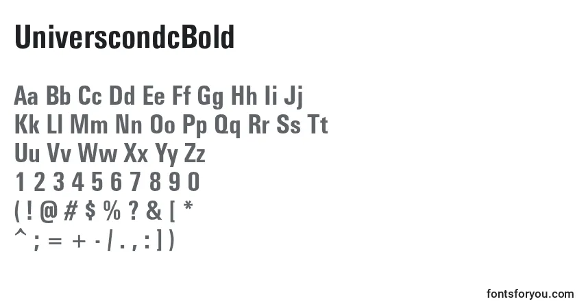 UniverscondcBoldフォント–アルファベット、数字、特殊文字