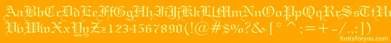 Gothic57Normal-Schriftart – Gelbe Schriften auf orangefarbenem Hintergrund