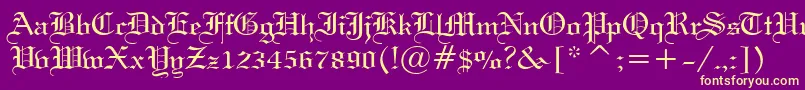 Gothic57Normal-Schriftart – Gelbe Schriften auf violettem Hintergrund