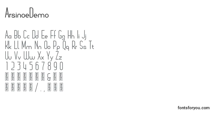 A fonte ArsinoeDemo – alfabeto, números, caracteres especiais