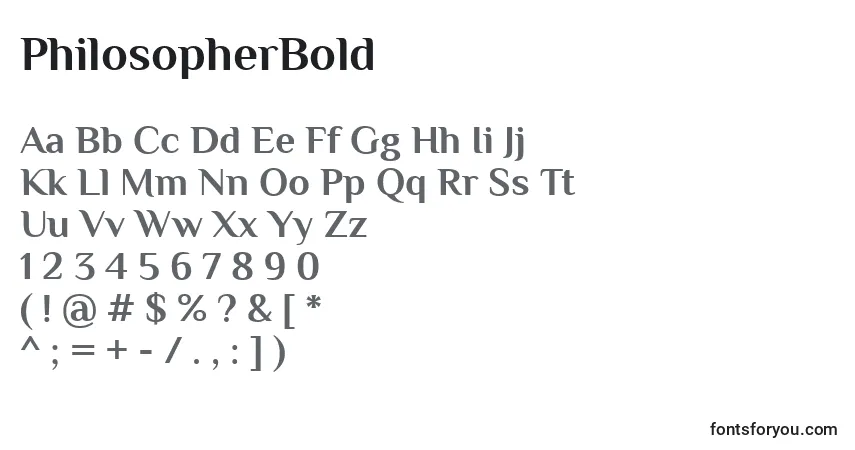 A fonte PhilosopherBold – alfabeto, números, caracteres especiais