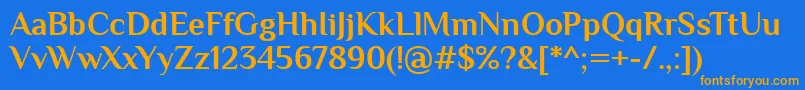 フォントPhilosopherBold – オレンジ色の文字が青い背景にあります。