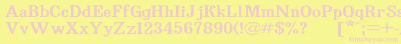 Bruskovaya125-Schriftart – Rosa Schriften auf gelbem Hintergrund