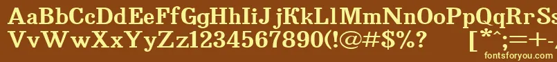 Bruskovaya125-fontti – keltaiset fontit ruskealla taustalla
