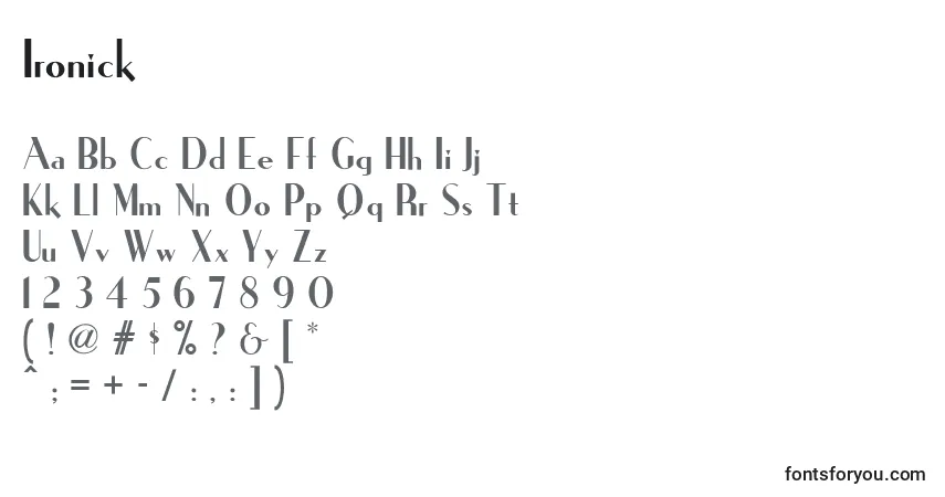 Шрифт Ironick – алфавит, цифры, специальные символы