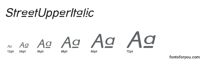 Tamanhos de fonte StreetUpperItalic