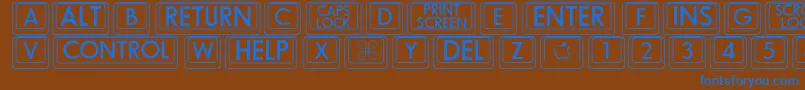 フォントBigkeycaps – 茶色の背景に青い文字