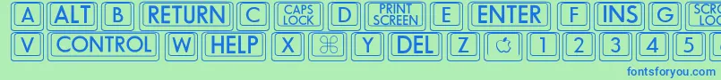 Bigkeycaps Font – Blue Fonts on Green Background