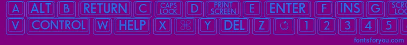 Bigkeycaps Font – Blue Fonts on Purple Background