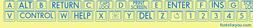 Bigkeycaps Font – Blue Fonts on Yellow Background
