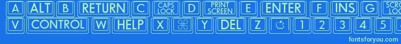 Bigkeycaps Font – Green Fonts on Blue Background