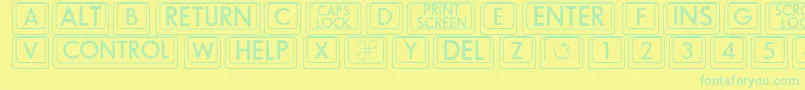 Bigkeycaps Font – Green Fonts on Yellow Background