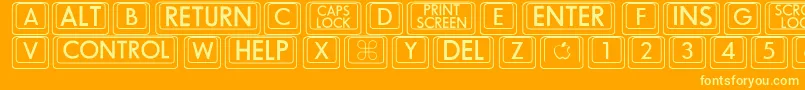 Bigkeycaps Font – Yellow Fonts on Orange Background