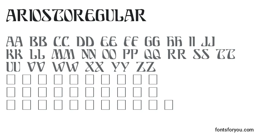 Schriftart AriostoRegular – Alphabet, Zahlen, spezielle Symbole