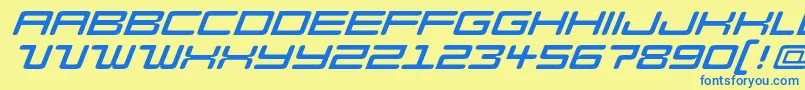 ModellItalic-fontti – siniset fontit keltaisella taustalla
