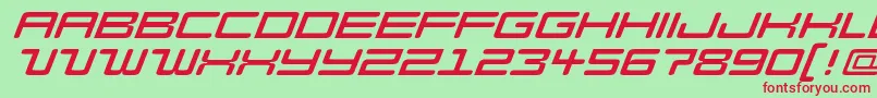 Czcionka ModellItalic – czerwone czcionki na zielonym tle