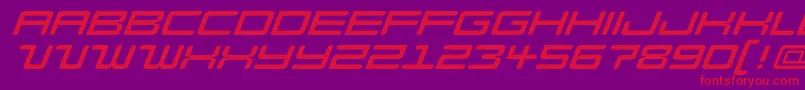 Czcionka ModellItalic – czerwone czcionki na fioletowym tle
