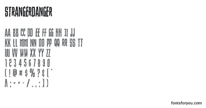 Schriftart Strangerdanger – Alphabet, Zahlen, spezielle Symbole