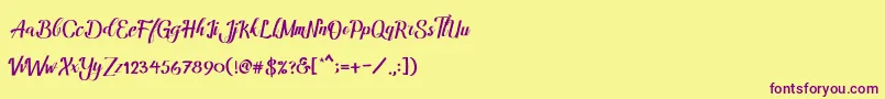 Amandella Font – Purple Fonts on Yellow Background