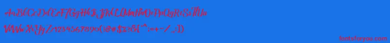 Amandella Font – Red Fonts on Blue Background