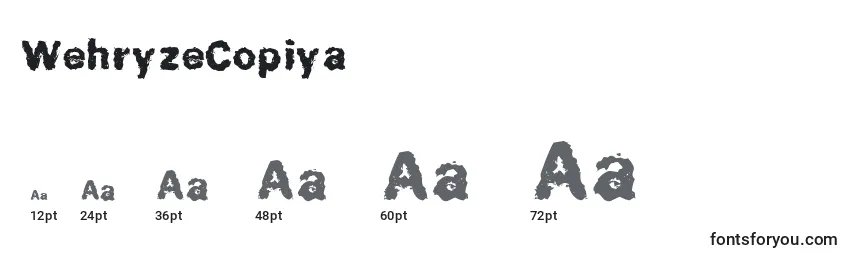 WehryzeCopiya Font Sizes
