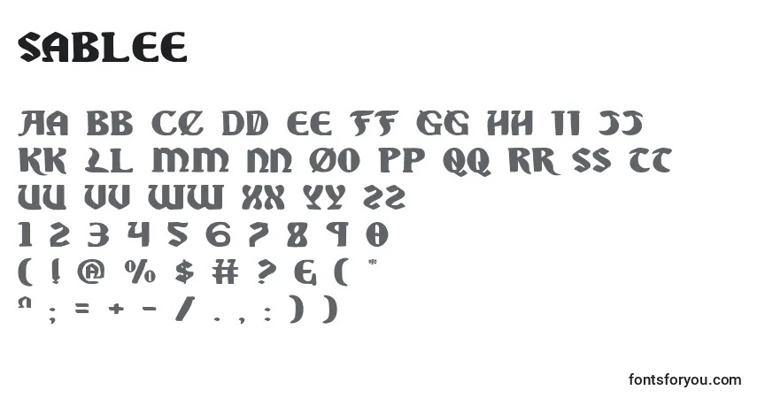 Schriftart Sablee – Alphabet, Zahlen, spezielle Symbole