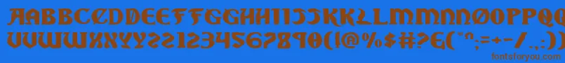 フォントSablee – 茶色の文字が青い背景にあります。