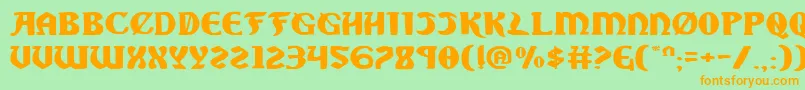 フォントSablee – オレンジの文字が緑の背景にあります。