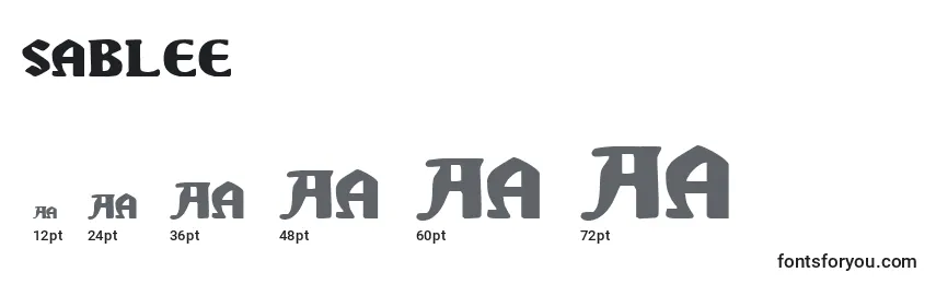 Размеры шрифта Sablee