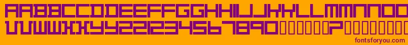 TheoVanDoesburg-fontti – violetit fontit oranssilla taustalla
