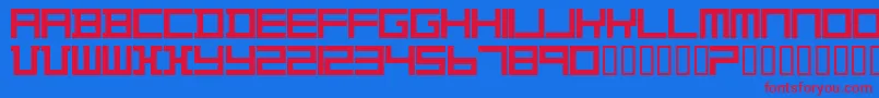 TheoVanDoesburg-fontti – punaiset fontit sinisellä taustalla