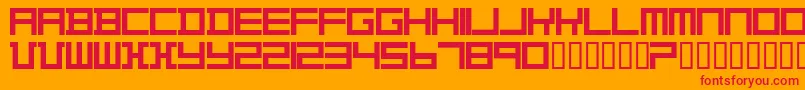 Шрифт TheoVanDoesburg – красные шрифты на оранжевом фоне