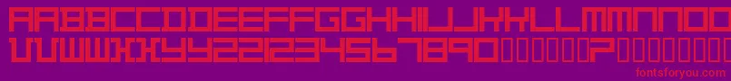 フォントTheoVanDoesburg – 紫の背景に赤い文字