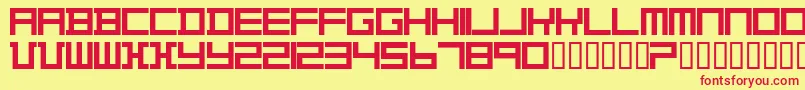 TheoVanDoesburg-fontti – punaiset fontit keltaisella taustalla