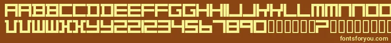 TheoVanDoesburg-fontti – keltaiset fontit ruskealla taustalla