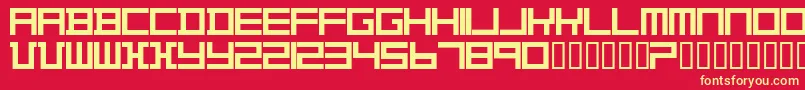 TheoVanDoesburg-fontti – keltaiset fontit punaisella taustalla