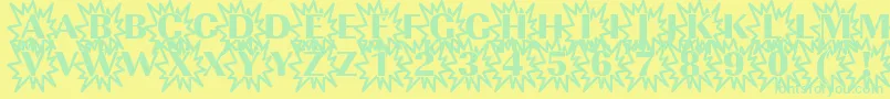 Imperialexplosion1Regular Font – Green Fonts on Yellow Background