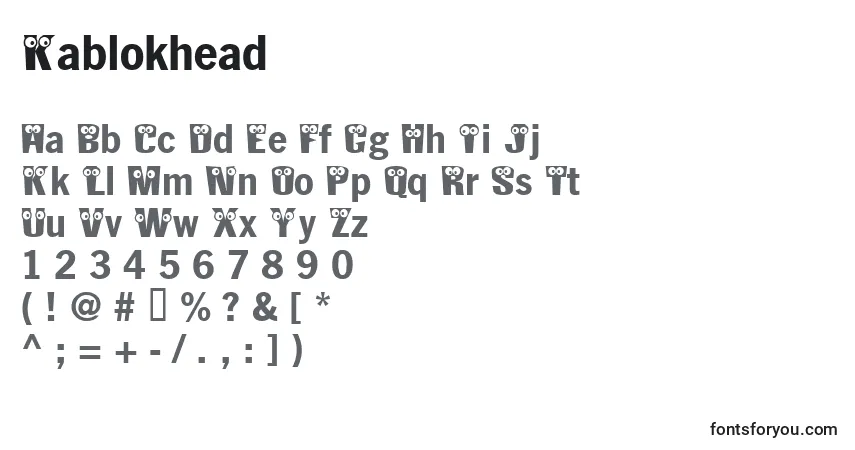 Kablokhead-fontti – aakkoset, numerot, erikoismerkit