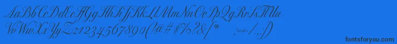 Excelsorscript-fontti – mustat fontit sinisellä taustalla