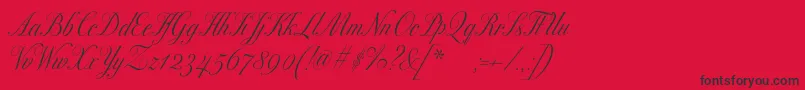 Fonte Excelsorscript – fontes pretas em um fundo vermelho